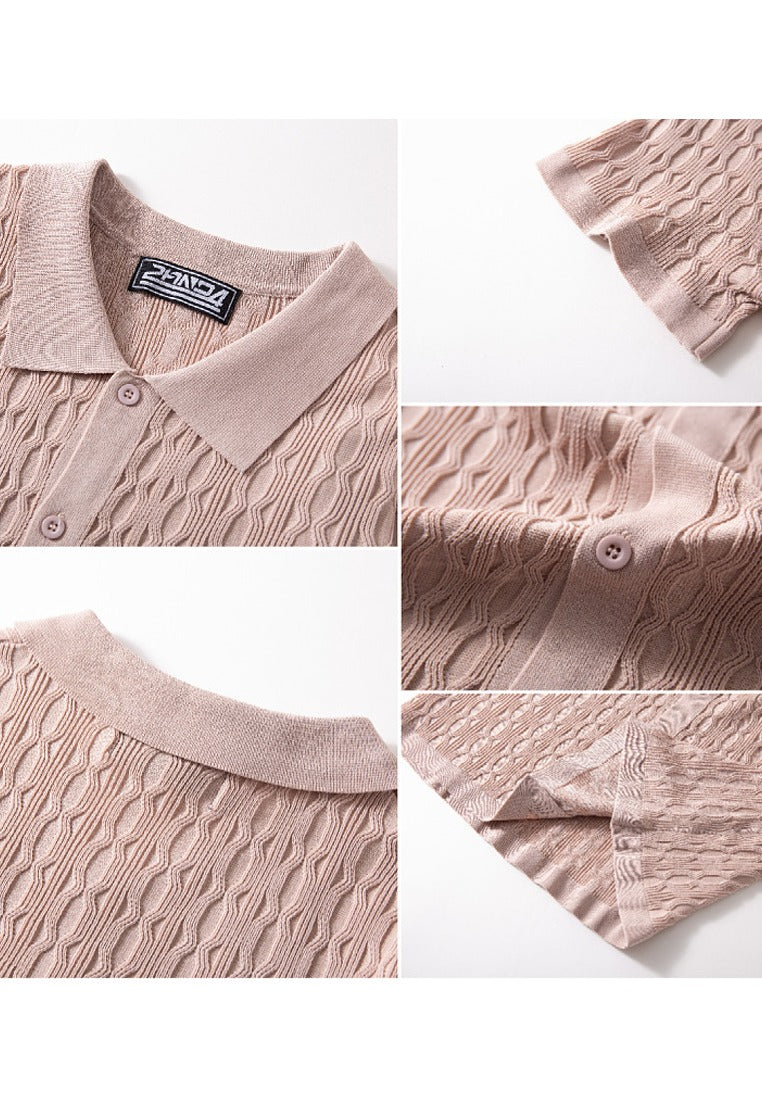Men's Knitted Shirt | Short Sleeve Textured