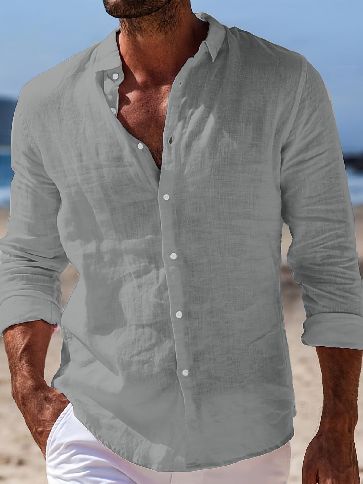 Men's Lightweight Button-Up Shirt | Long Sleeve Casual