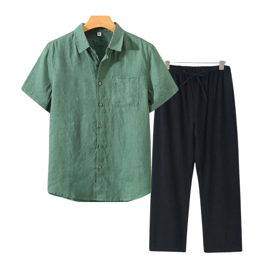 Men's Linen Shirt & Shorts Set | Lightweight Summer