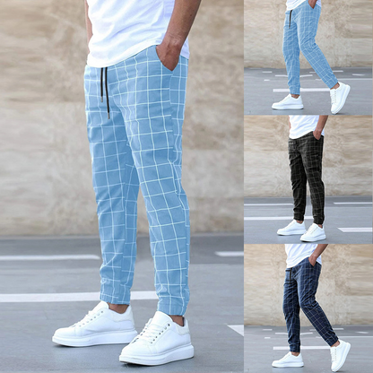 Men's Checkered Jogger Pants Relaxed Fit