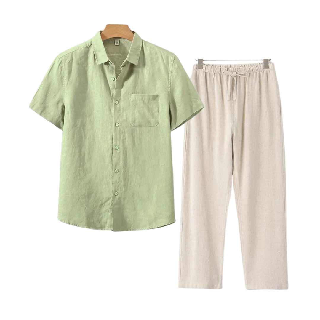 Men's Linen Shirt & Shorts Set | Lightweight Summer