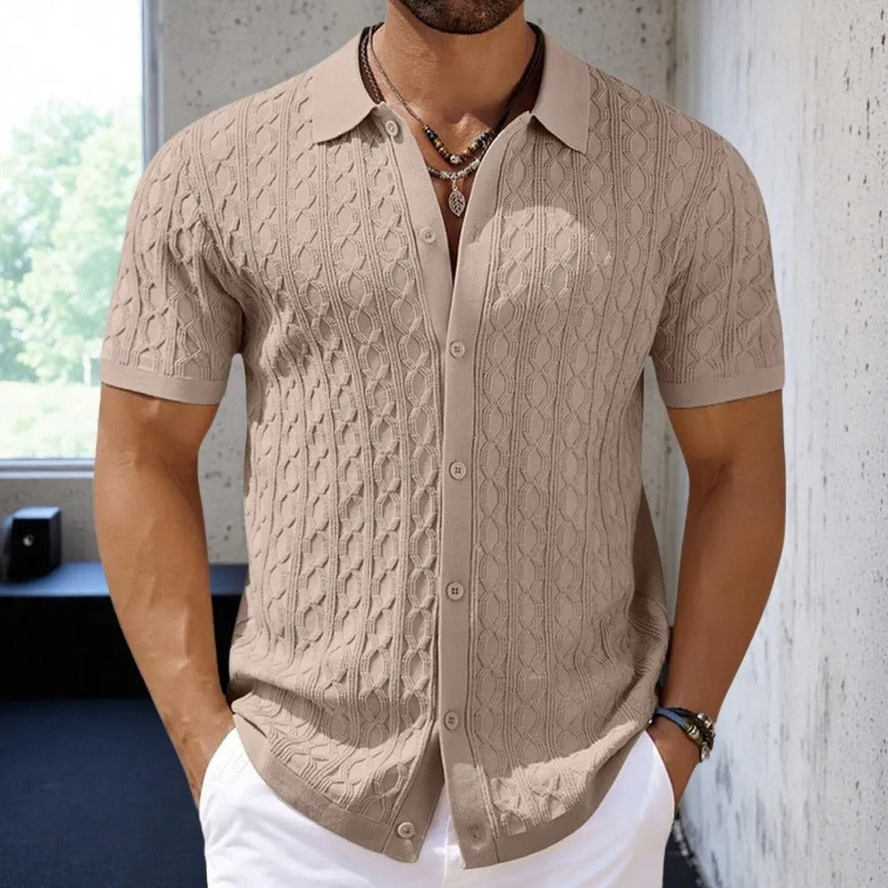 Men's Knitted Shirt | Short Sleeve Textured