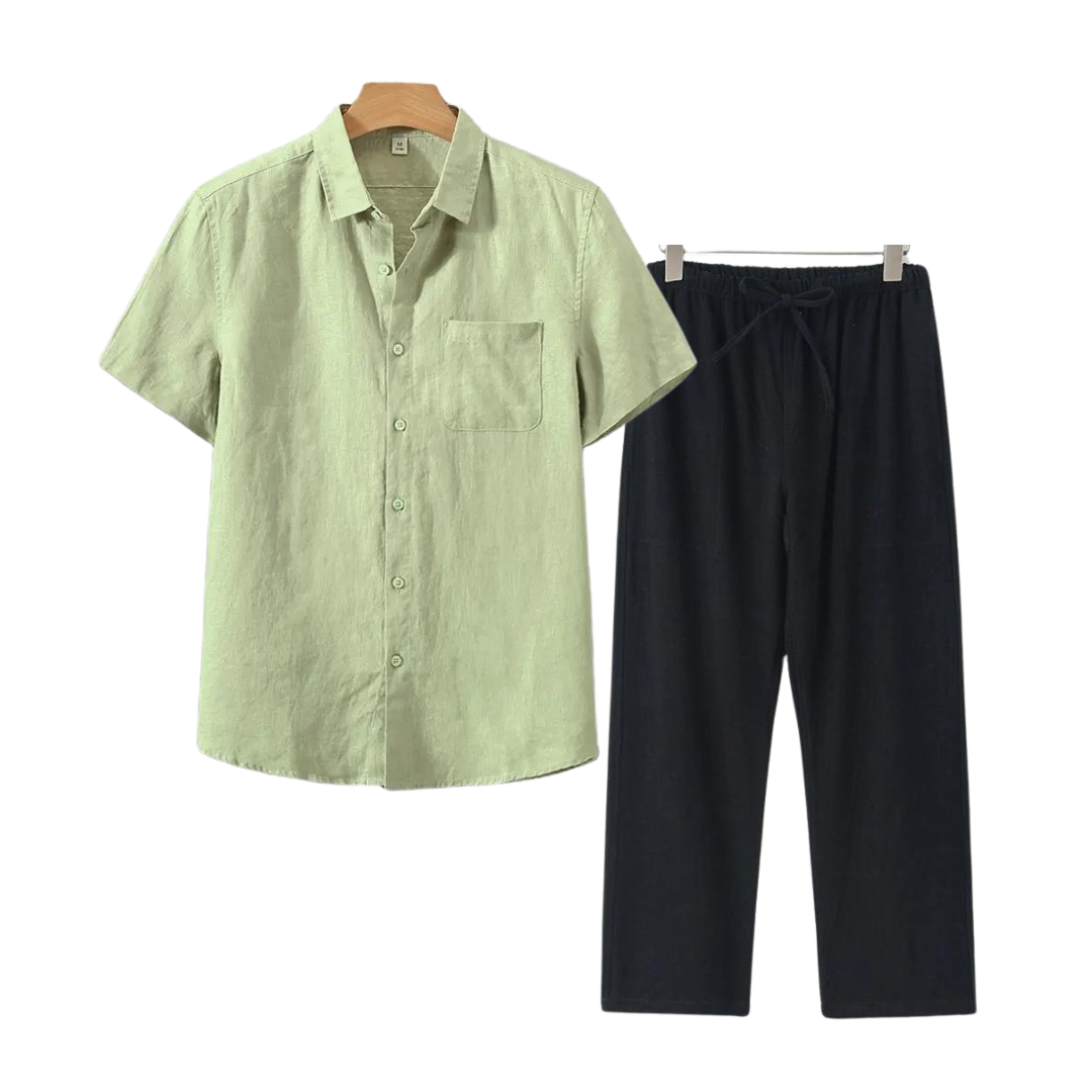 Men's Linen Shirt & Shorts Set | Lightweight Summer