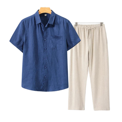 Men's Linen Shirt & Shorts Set | Lightweight Summer