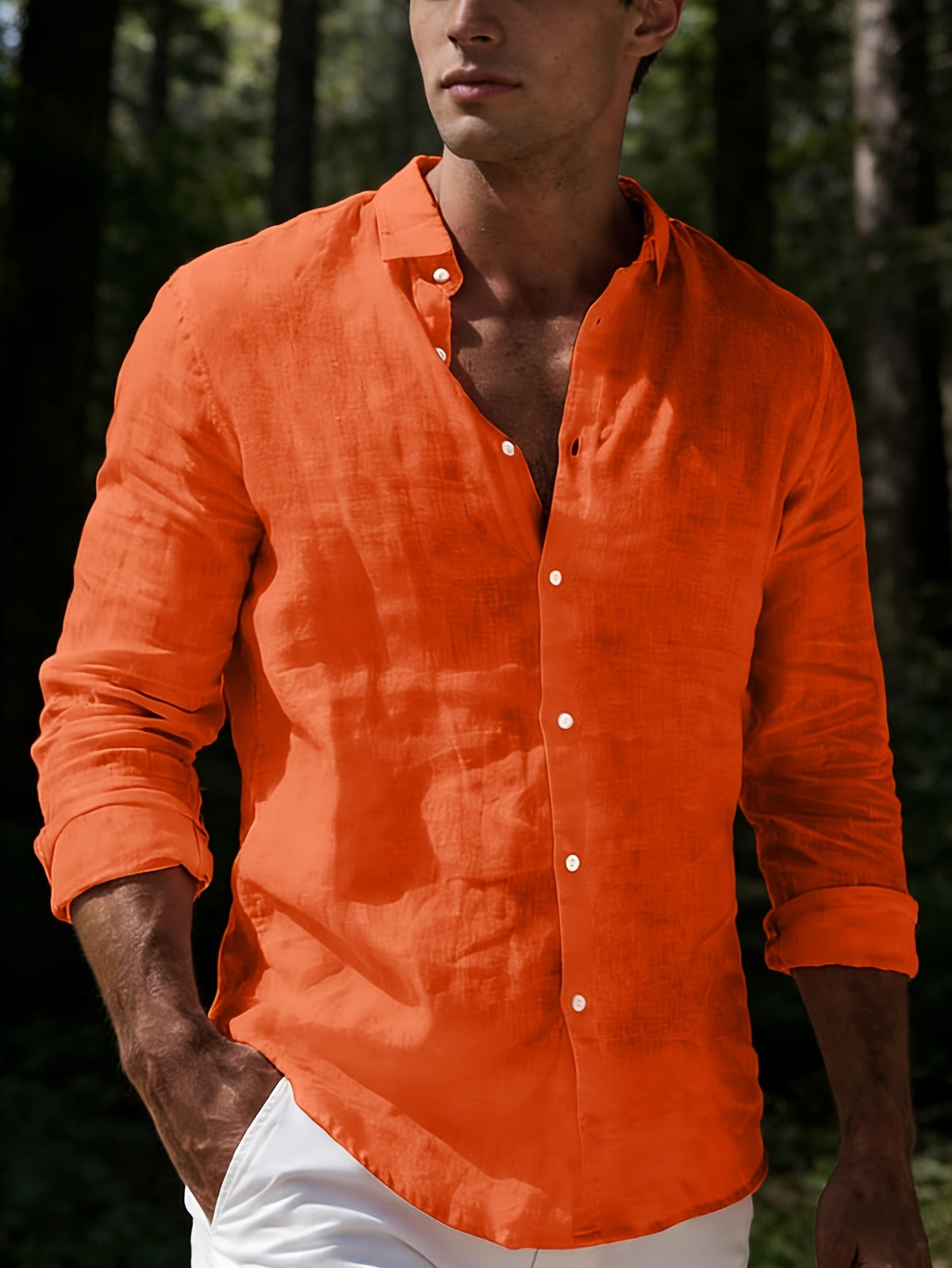 Men's Lightweight Button-Up Shirt | Long Sleeve Casual