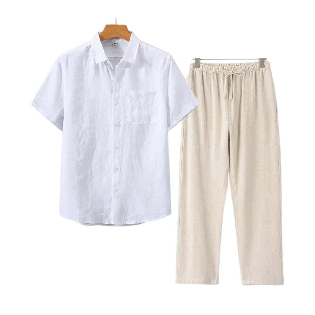 Men's Linen Shirt & Shorts Set | Lightweight Summer