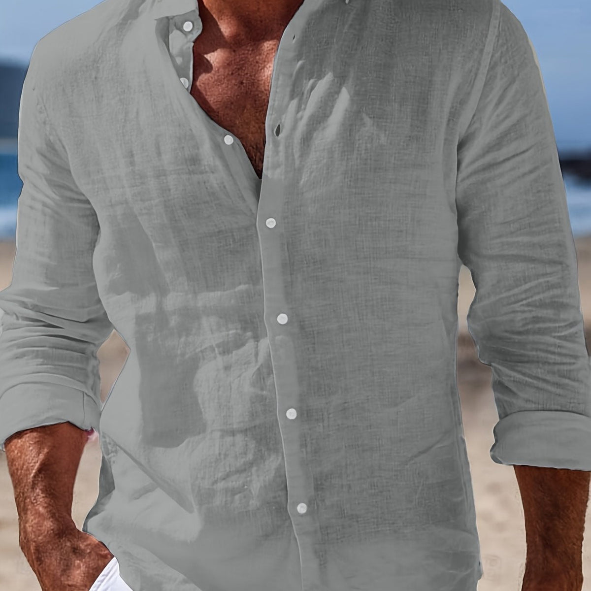Men's Lightweight Button-Up Shirt | Long Sleeve Casual