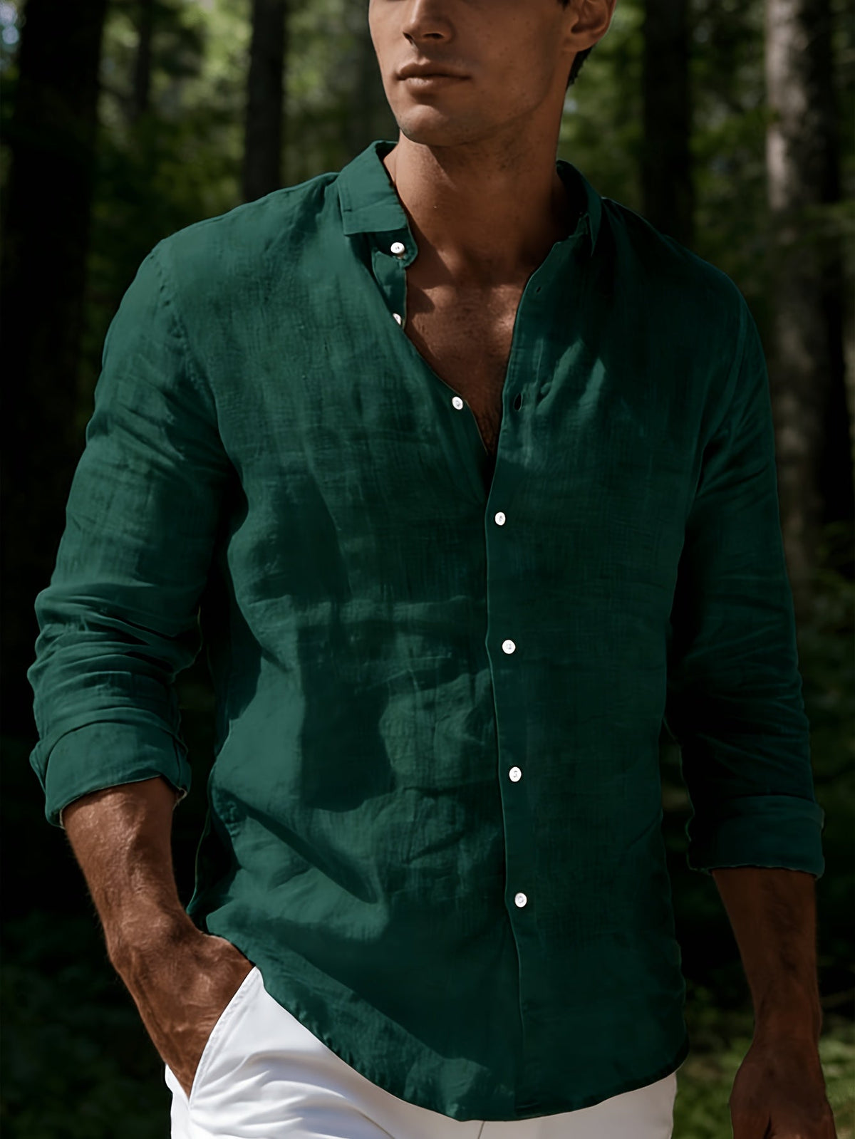 Men's Lightweight Button-Up Shirt | Long Sleeve Casual