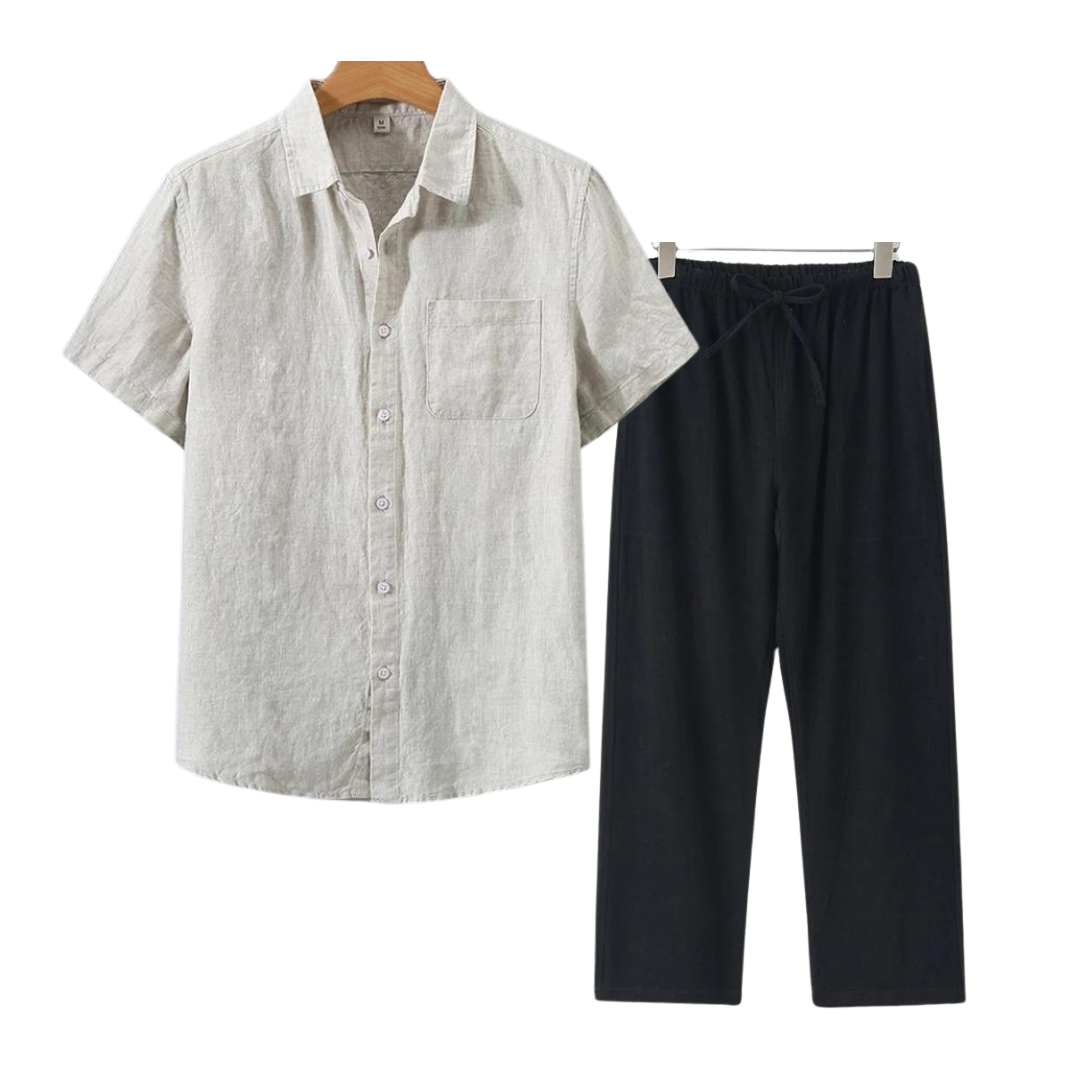 Men's Linen Shirt & Shorts Set | Lightweight Summer
