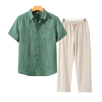 Men's Linen Shirt & Shorts Set | Lightweight Summer