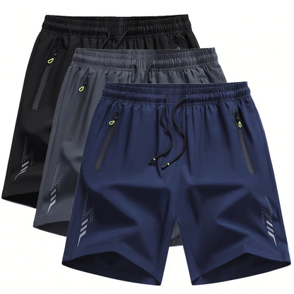 Men's Elastane Sports Shorts 3-Piece | Breathable Quick-Dry