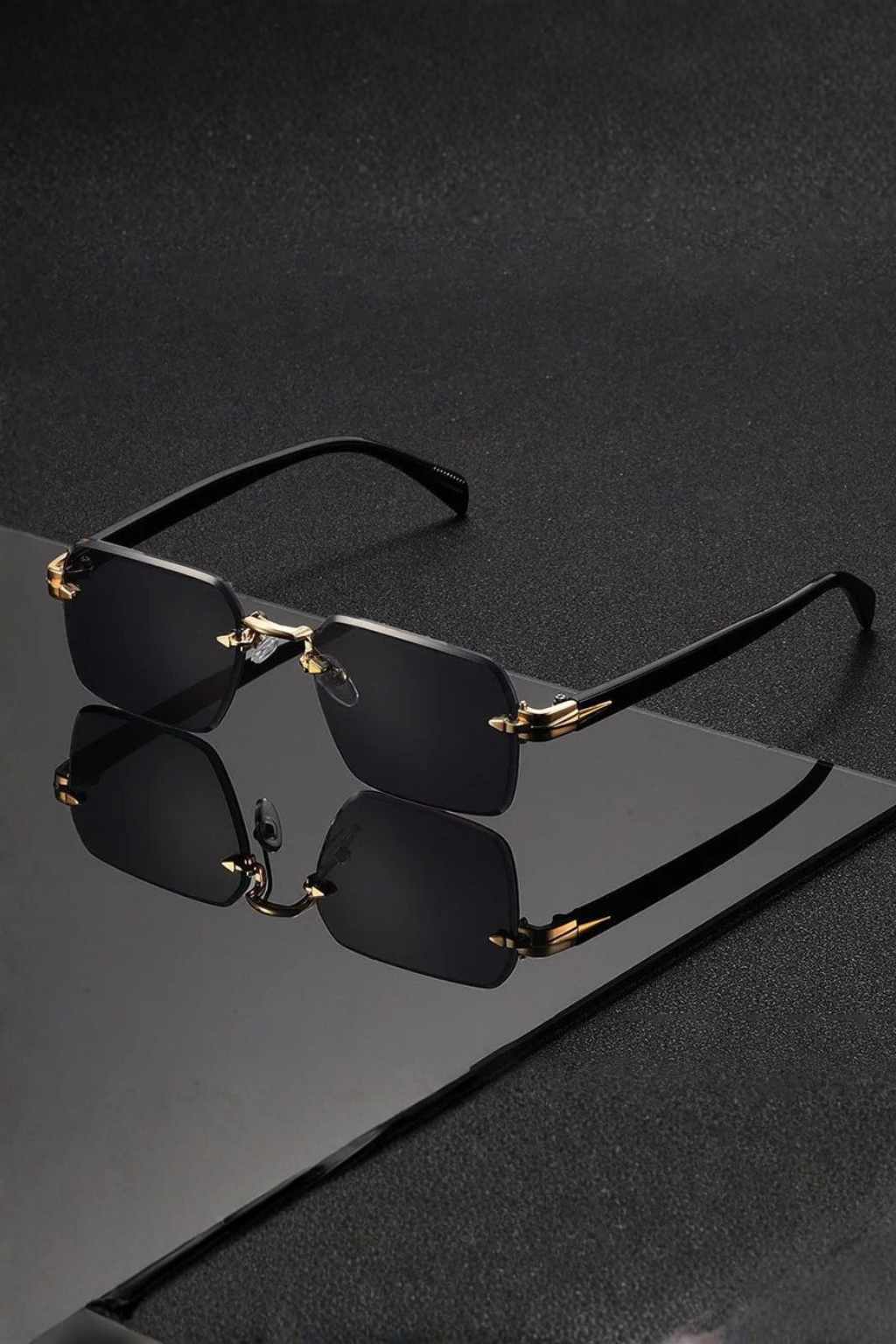 Men's Rimless Sunglasses Gold Bridge Gradient Lens