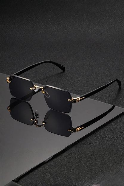 Men's Rimless Sunglasses Gold Bridge Gradient Lens