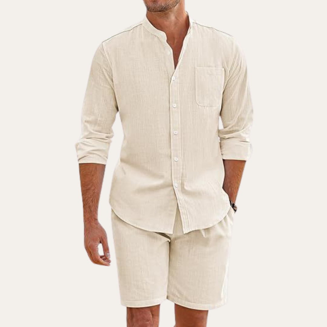 Men's Linen Shirt & Shorts Set Relaxed Fit