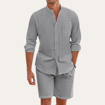 Men's Linen Shirt & Shorts Set Relaxed Fit