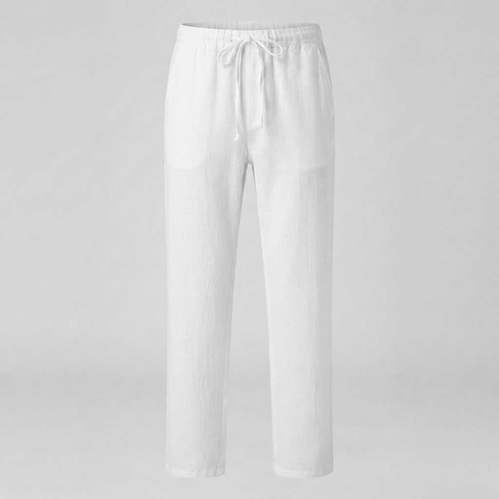 Men's Linen Drawstring Trousers Relaxed Wide Leg