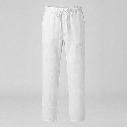 Men's Linen Drawstring Trousers Relaxed Wide Leg