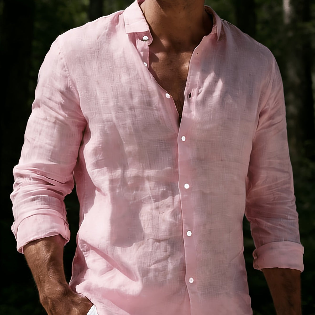 Men's Lightweight Button-Up Shirt | Long Sleeve Casual