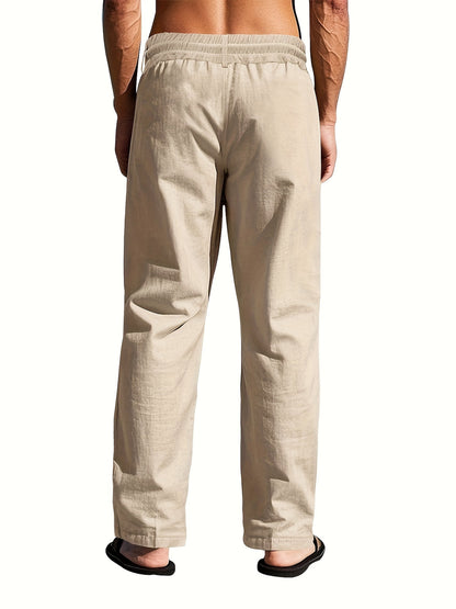 Men's Linen Summer Pants | Straight Leg Drawstring