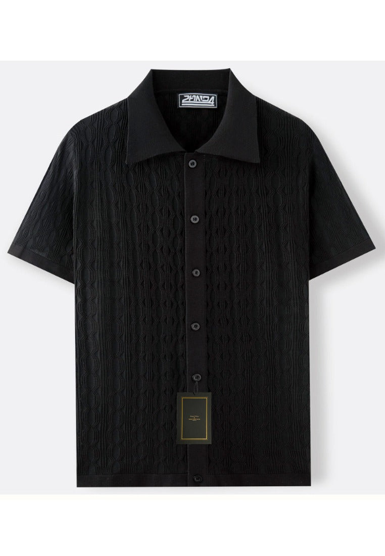 Men's Knitted Shirt | Short Sleeve Textured