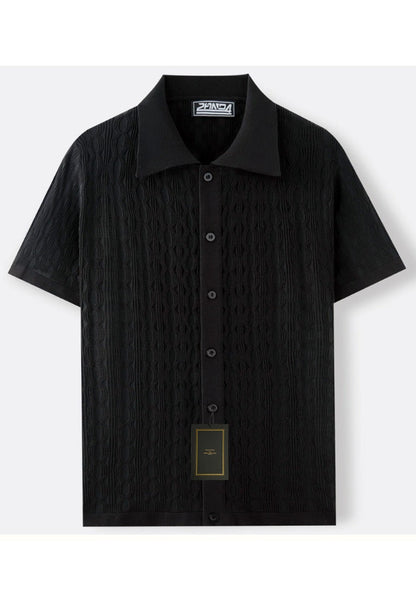 Men's Knitted Shirt | Short Sleeve Textured