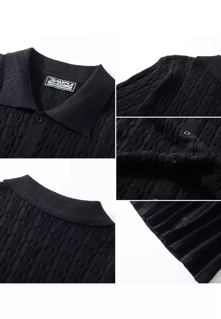 Men's Knitted Shirt | Short Sleeve Textured