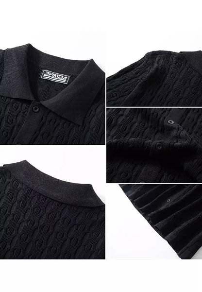 Men's Knitted Shirt | Short Sleeve Textured