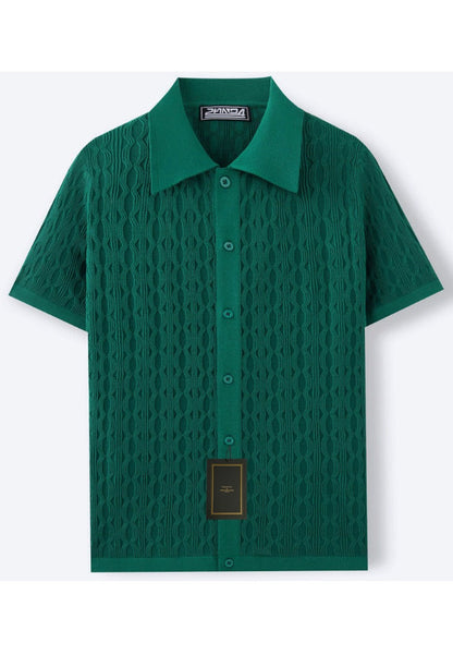Men's Knitted Shirt | Short Sleeve Textured