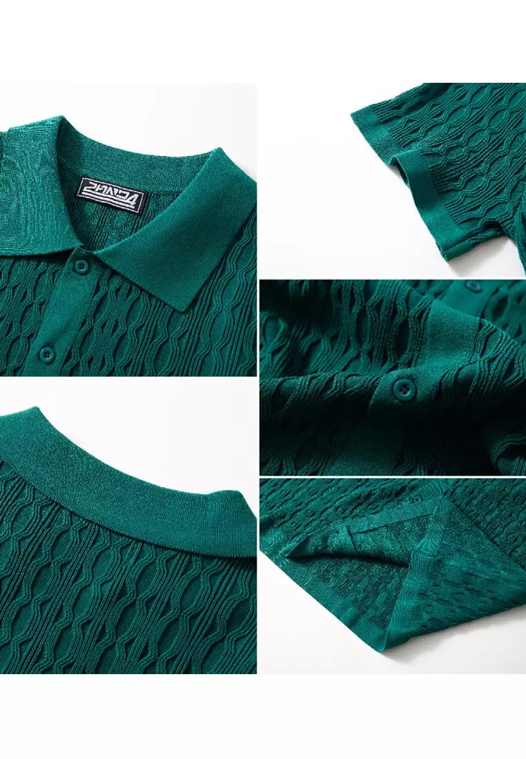 Men's Knitted Shirt | Short Sleeve Textured