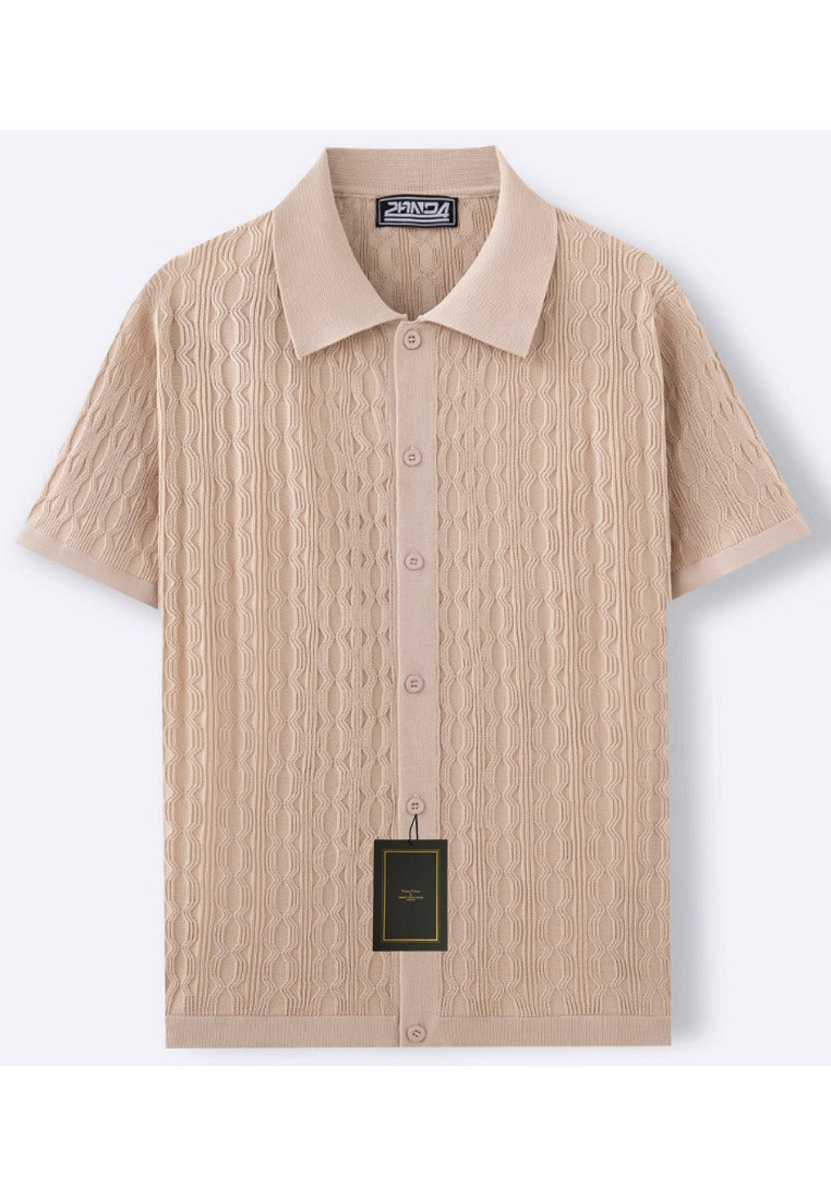 Men's Knitted Shirt | Short Sleeve Textured