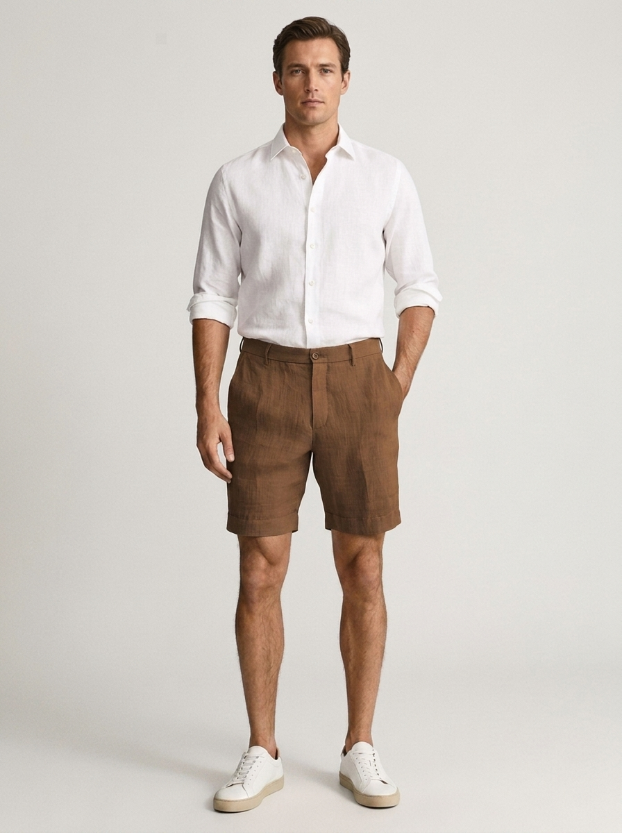 Men's Linen Chino Shorts | Lightweight Casual Summer Fit