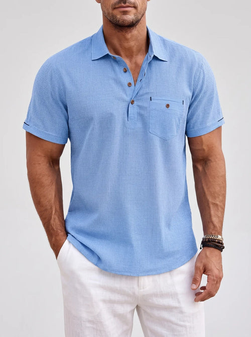 Men's Linen Polo Shirt | Short Sleeve Casual Fit