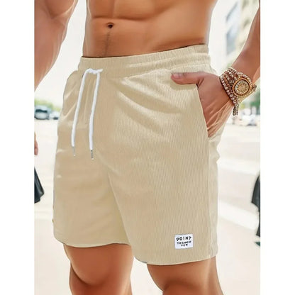 Men's apricot drawstring summer shorts with relaxed fit and practical pockets