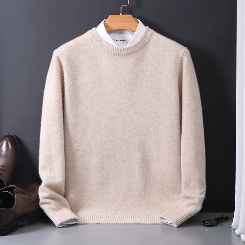 Men's beige cashmere blend sweater with soft warm knit