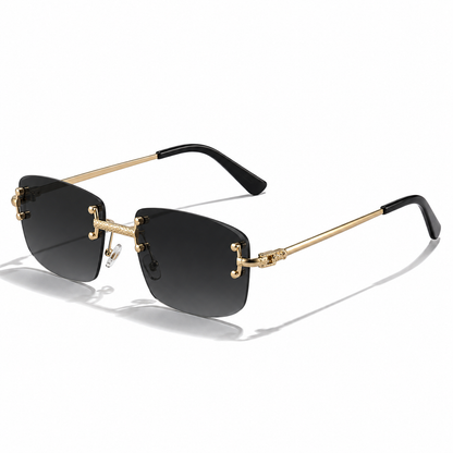 Men's black aviator sunglasses with classic gold-coloured frame