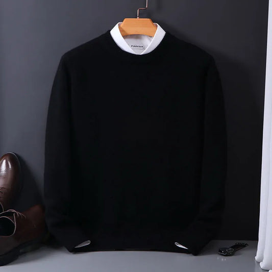 Men's black cashmere blend sweater with soft warm knit