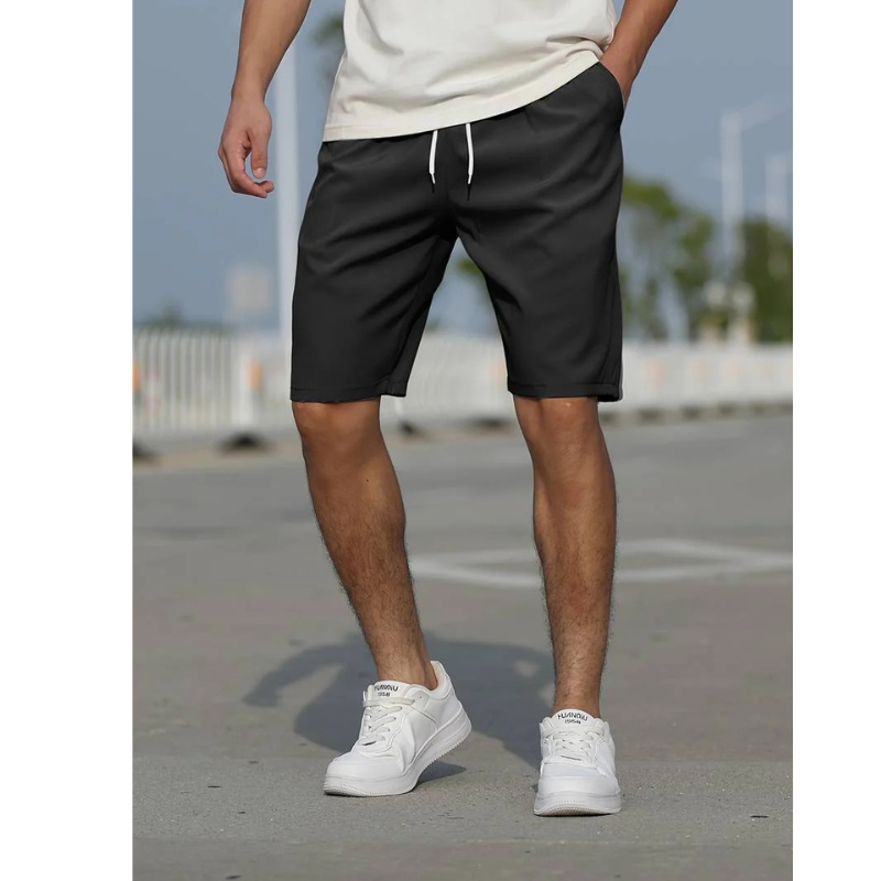Men's black casual summer shorts with comfortable fit