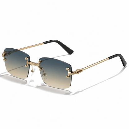 Men's blue aviator sunglasses with classic gold-coloured frame