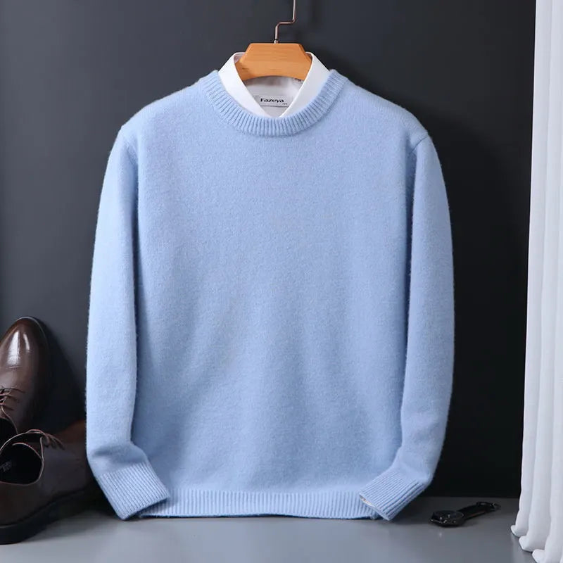 Men's blue cashmere blend sweater with soft warm knit