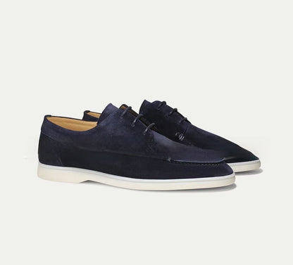 Men's blue leather lace-up loafers with classic design for distinctive smart casual style