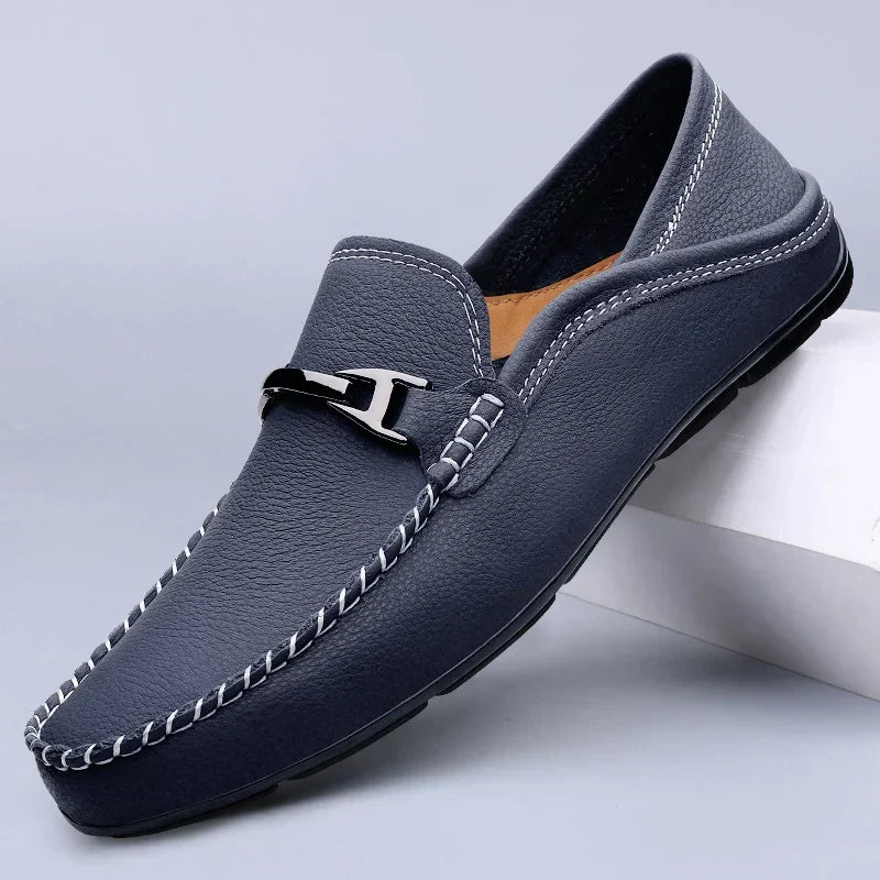 Men's blue loafers with classic slip-on design for everyday and smart-casual wear