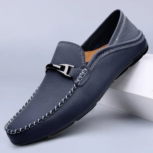 Men's blue loafers with classic slip-on design for everyday and smart-casual wear