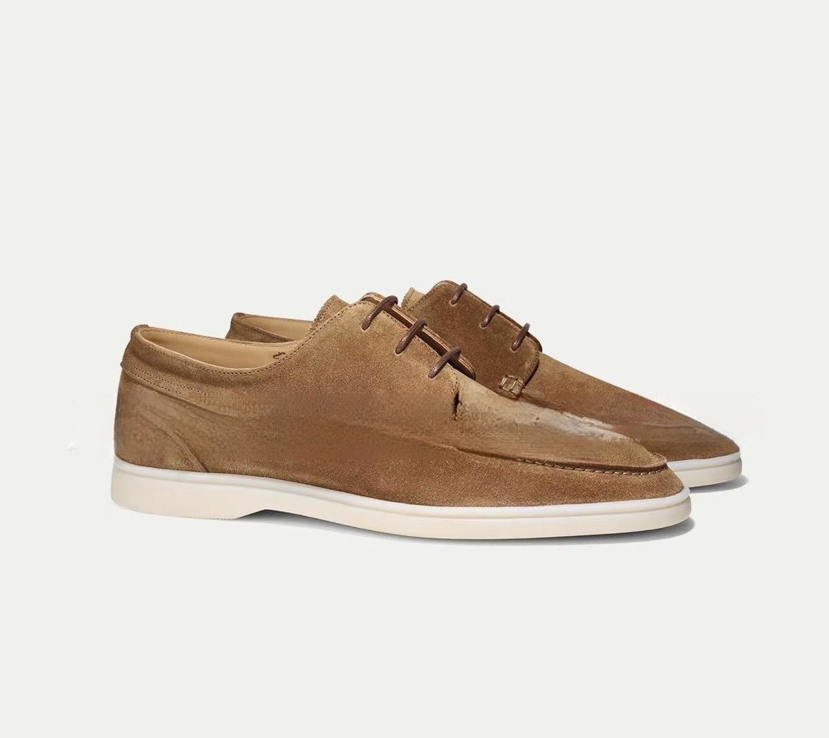 Men's brown leather lace-up loafers with classic design for business and smart casual outfits