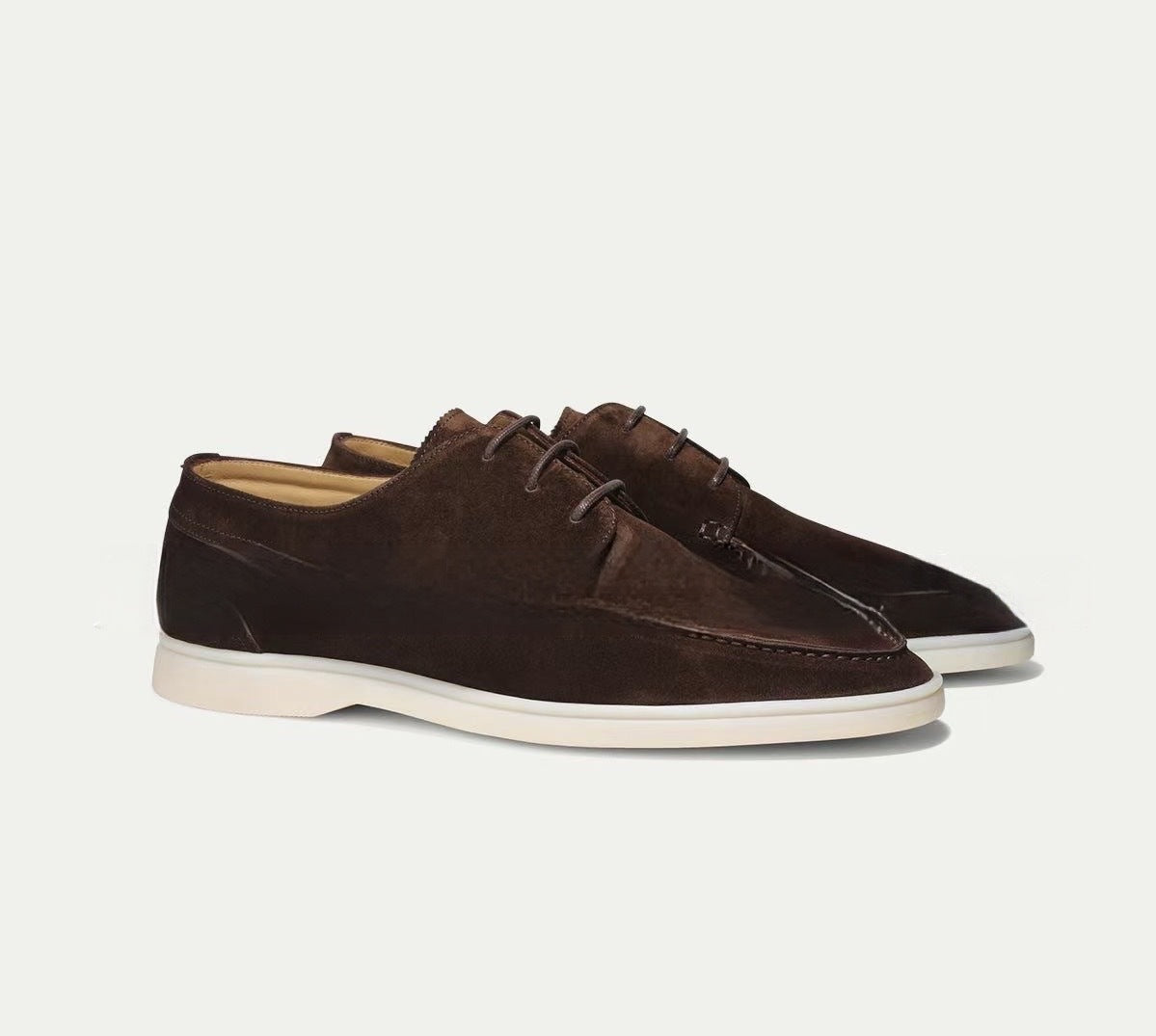 Men's dark brown leather lace-up loafers with classic design for formal and business style