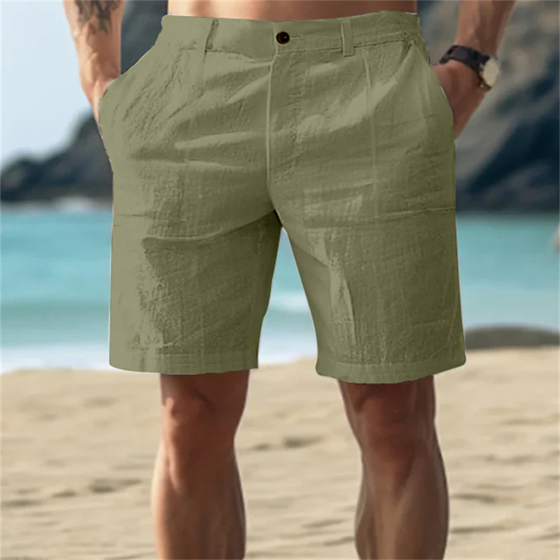 Men's green relaxed fit shorts with flexible waistband and comfortable casual design