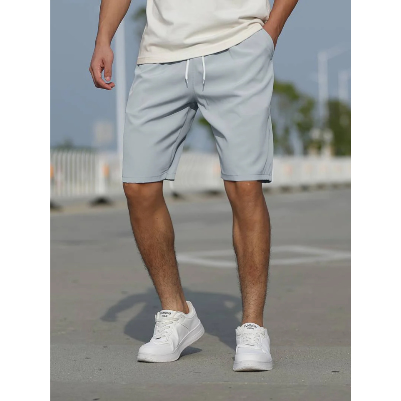 Men's grey casual summer shorts with comfortable fit