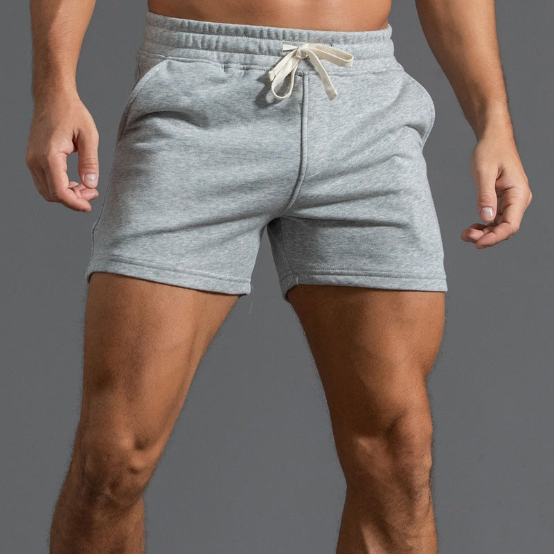 Men's grey cotton beach shorts with modern fit and elasticated waistband