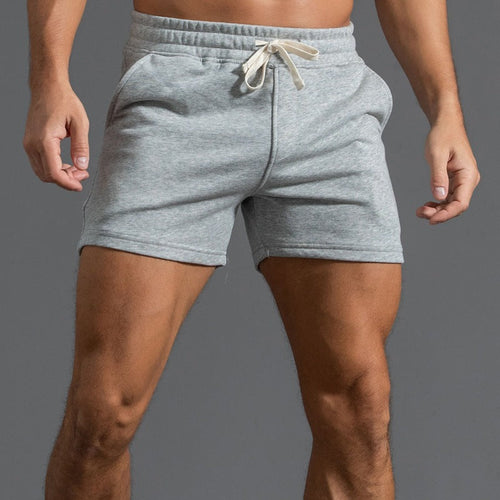 Men's grey cotton beach shorts with modern fit and elasticated waistband