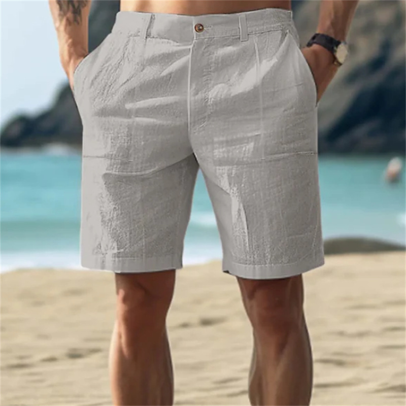 Men's grey relaxed fit shorts with flexible waistband and comfortable casual design