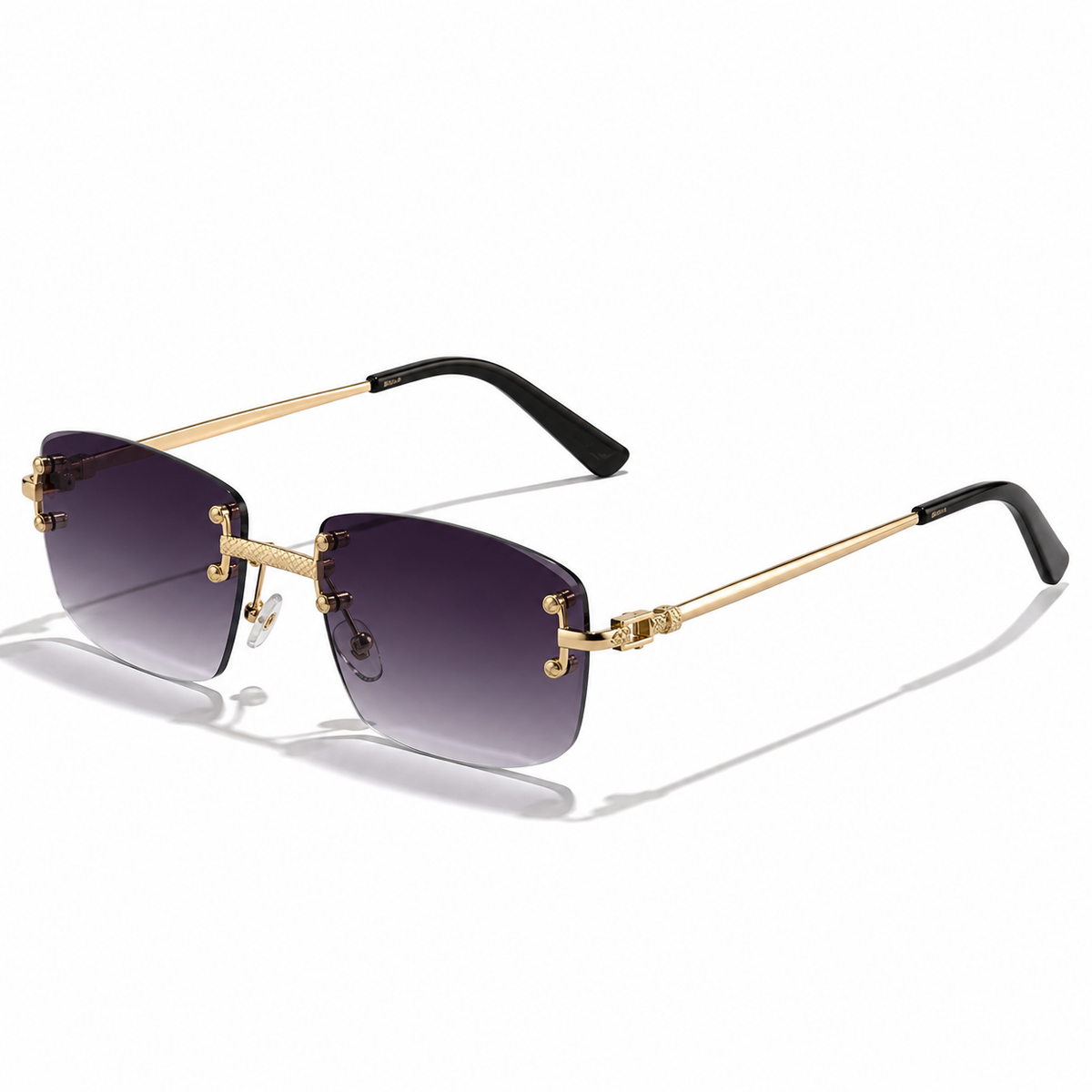 Men's lilac aviator sunglasses with classic gold-coloured frame